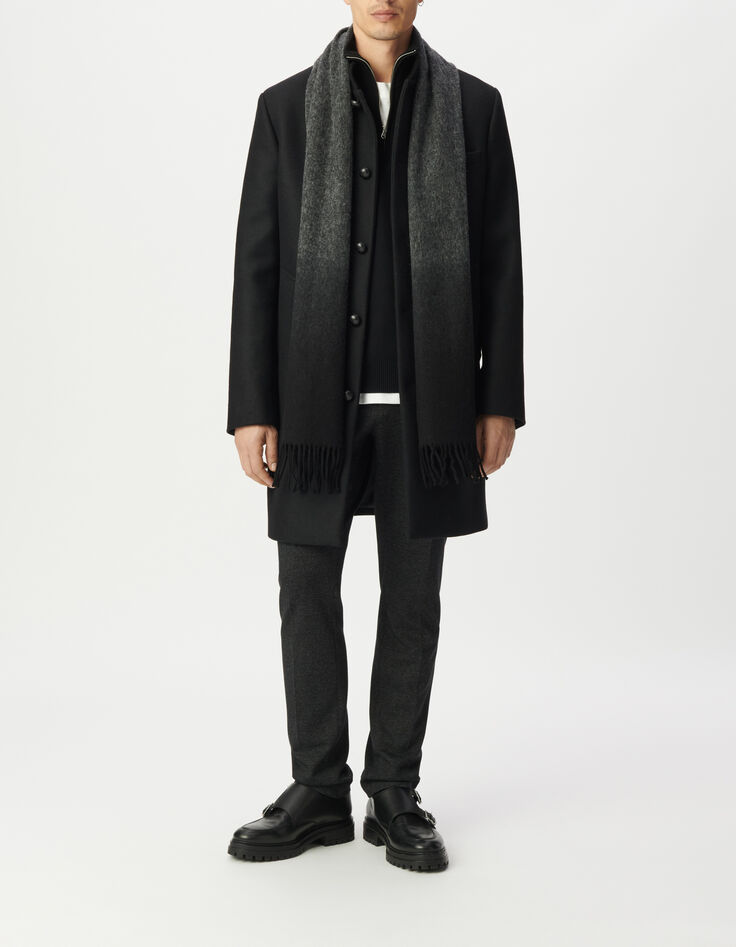 Manteau noir lainage col officier Homme-4