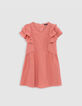 Pink dress with ruffles and lace for girl-2