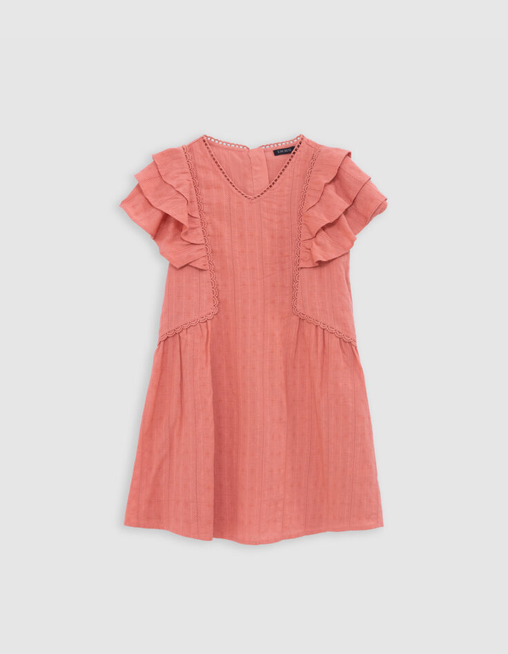 Pink dress with ruffles and lace for girl-2