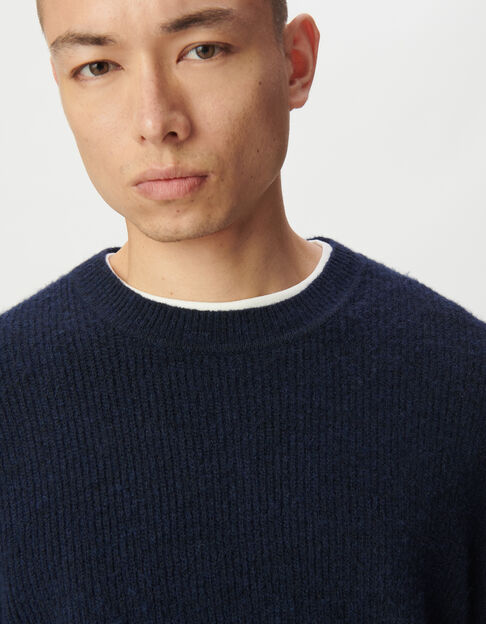 Pull hiver bleu tricot mousseux Homme - IKKS