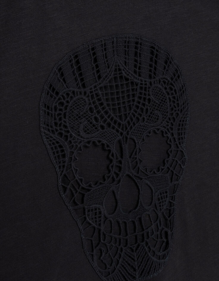 D&eacute;bardeur noir t&ecirc;te de mort brod&eacute;e dos Femme-9