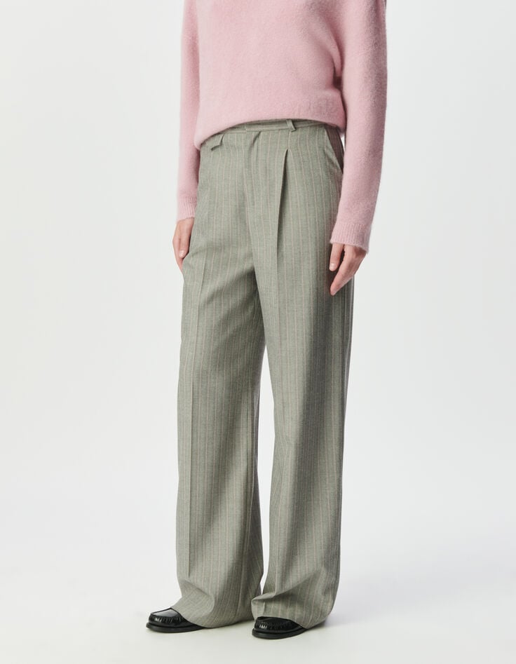 Women&rsquo;s grey suit trousers with pink stripes-2