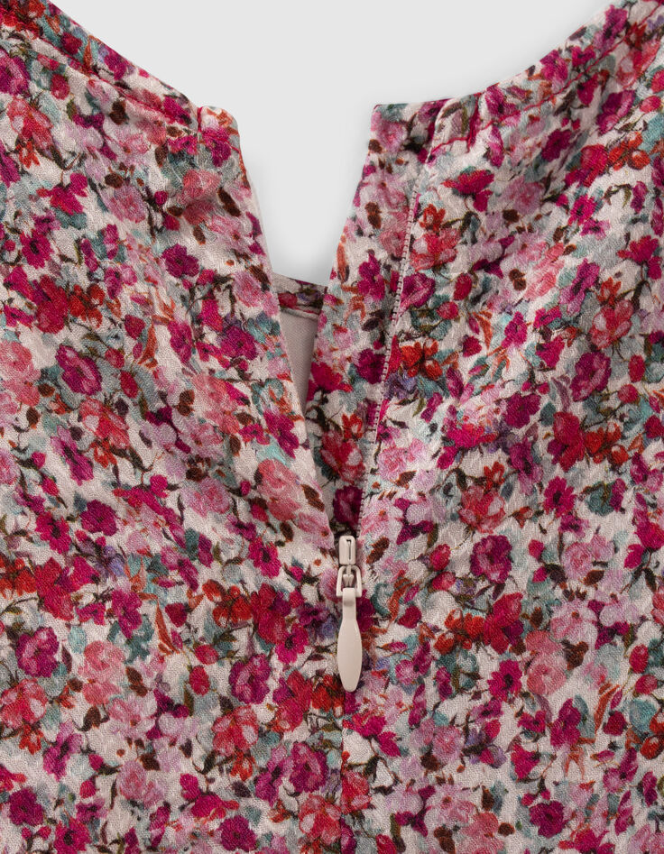 Robe longue fuchsia imprimé fleurs fille-6