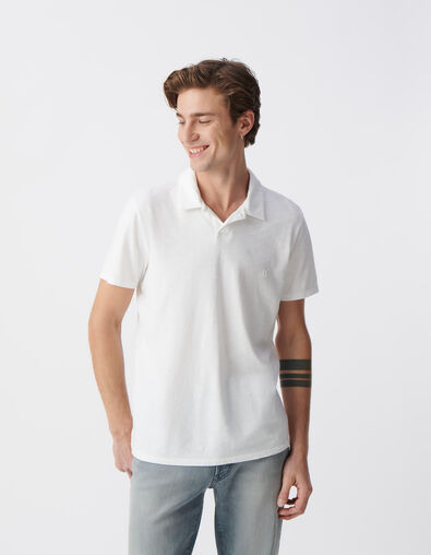 Men&rsquo;s white organic slub cotton Essential T-shirt - IKKS