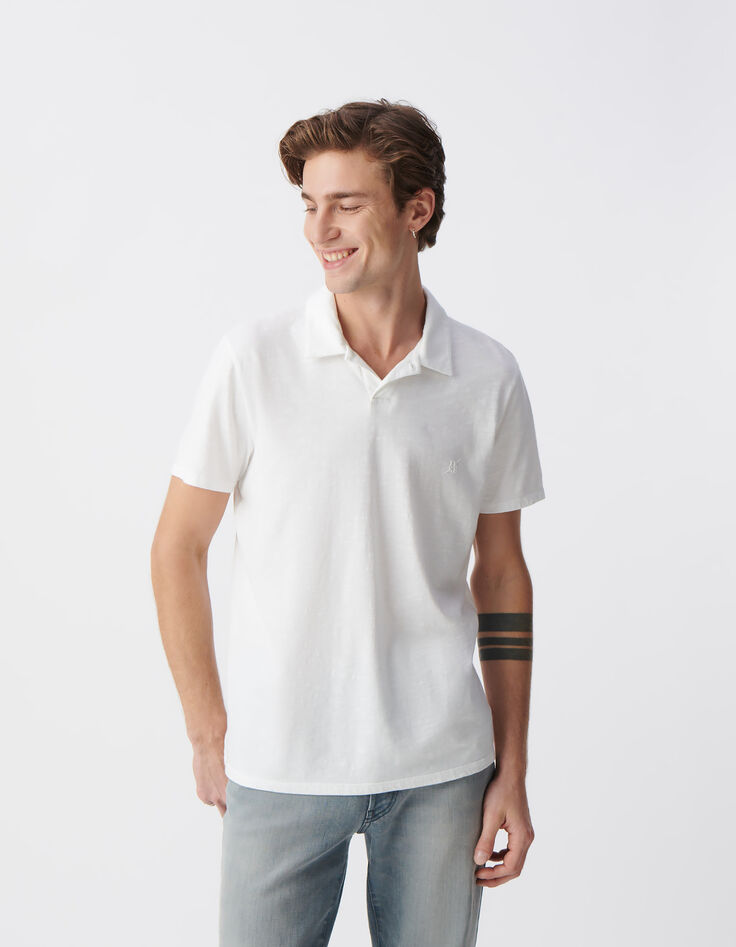 Polo blanc L'Essentiel coton bio flammé Homme-2