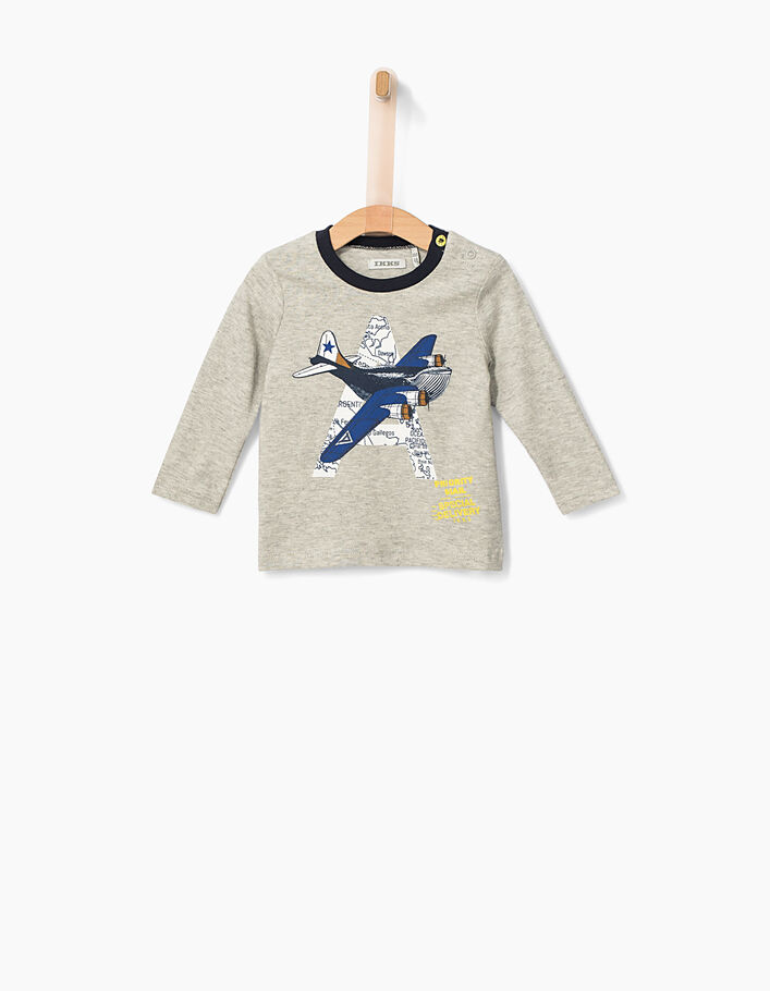 Tee-shirt gris à visuel avion bébé garçon - IKKS