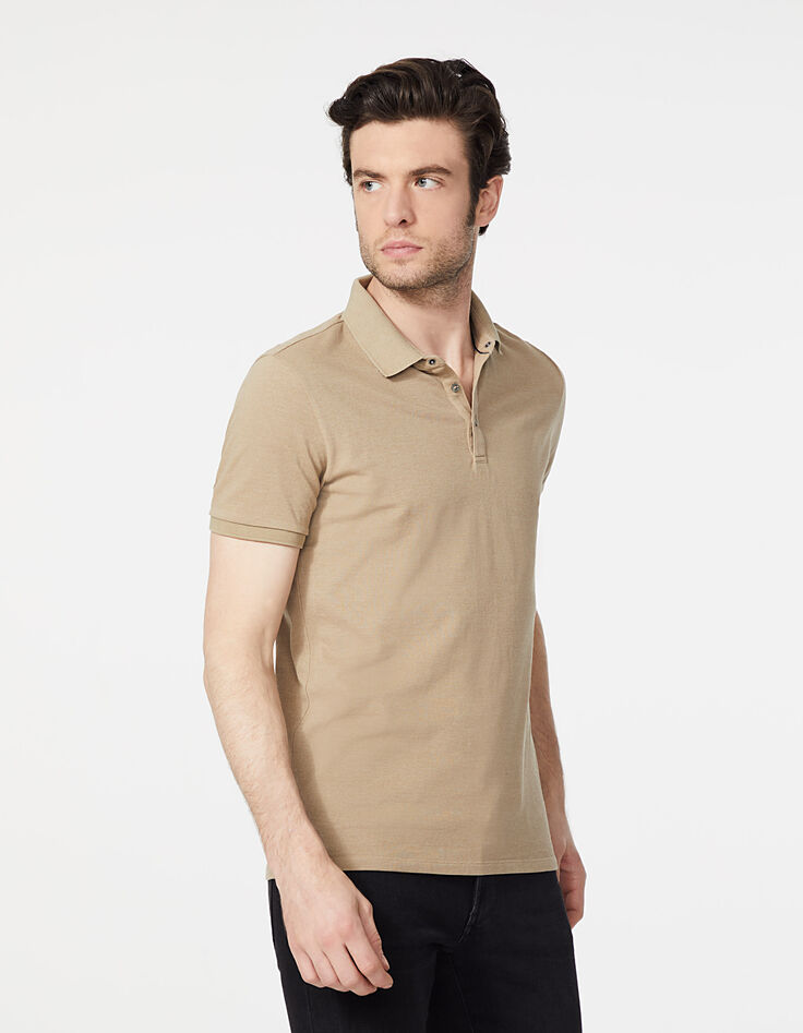 Men’s light beige piqué polo shirt-2
