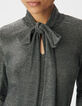 Women’s silver lurex knit T-shirt with neck tie-4