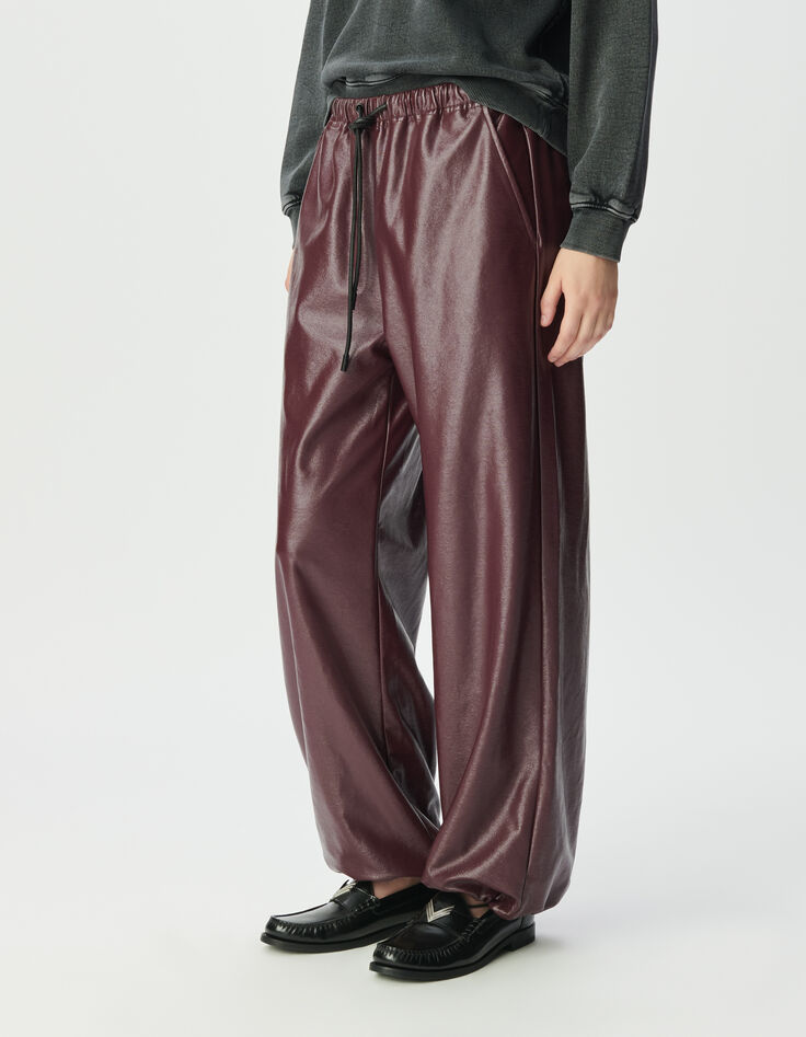 Bordeaux broek vinylstijl Dames-3