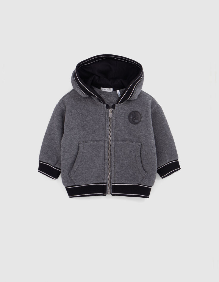 Grijs gestreept geribd vest voor babyjongens-1