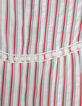Robe écrue mini me à rayures rouges et noires fille -4