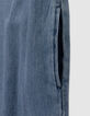 Robe chasuble en jean bleu fille-6