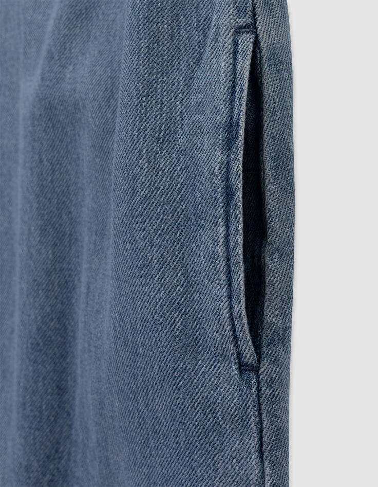 Robe chasuble en jean bleu fille-6 Robe chasuble en jean bleu fille-6