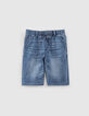 Boys' stone blue denim Bermudas with elasticated waist-1