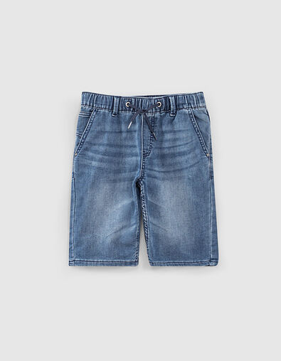Boys' stone blue denim Bermudas with elasticated waist - IKKS
