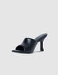 Mules &agrave; talon noires cuir puffer Femme-4