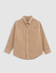 Chemise camel velours milleraies brodée K-éclair garçon-1