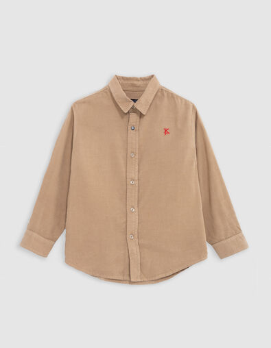 Chemise camel velours milleraies brodée K-éclair garçon - IKKS
