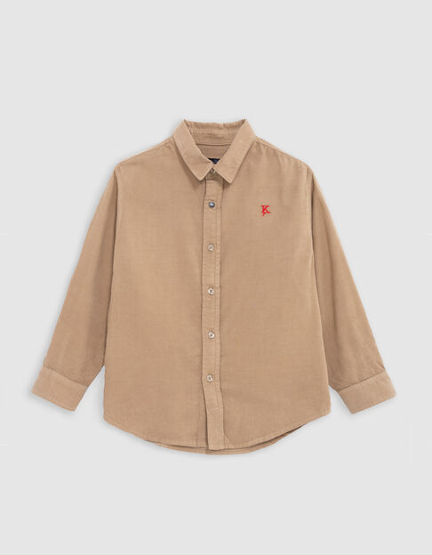 Chemise camel velours milleraies brodée K-éclair garçon - IKKS