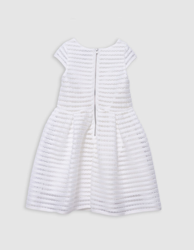 Robe patineuse blanche rayures ajourées dentelle fille-5