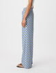 Pantalon large imprim&eacute; floral bleu Femme-5