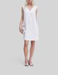 Vestido blanco roto reciclado collar detrás mujer-3