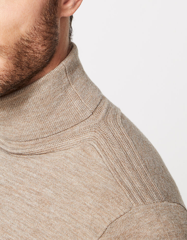 Jersey visón con cuello vuelto de lana mezclada Hombre-4