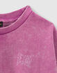 Girls’ violet checkerboard slogan sweatshirt-5