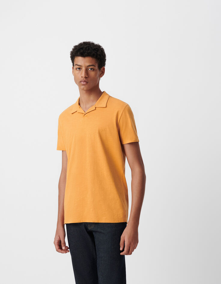 Polo REGULAR cúrcuma algodón flameado hombre-2