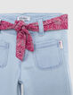 Rosa Babymädchenjeans mit Palmenprint und Halstuchgürtel-2