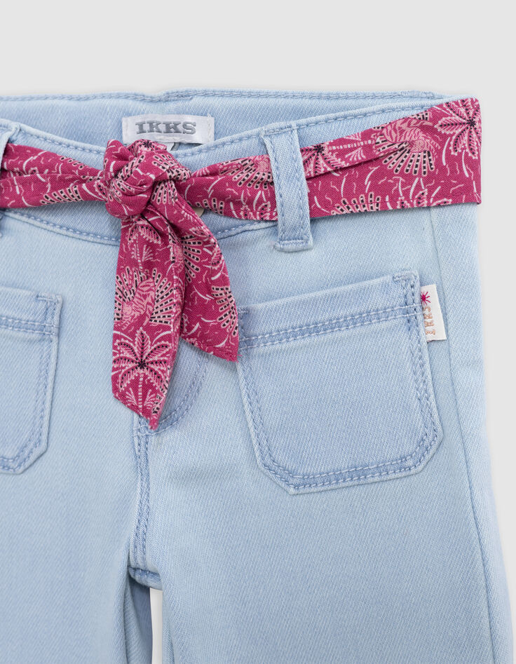 Rosa Babymädchenjeans mit Palmenprint und Halstuchgürtel-2