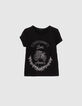 M&auml;dchen-T-Shirt mit Motorrad- und Blumenstickerei-1