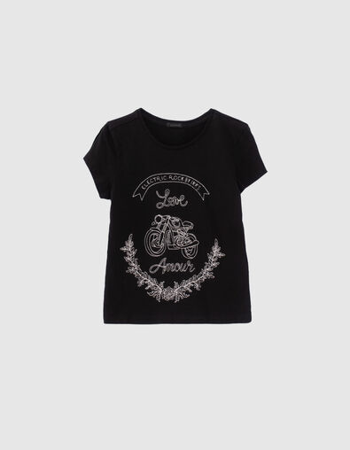 M&auml;dchen-T-Shirt mit Motorrad- und Blumenstickerei - IKKS