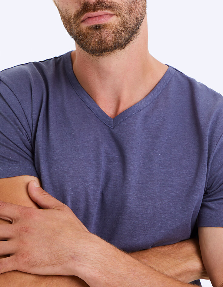 Tee-shirt shadow en maille coton et lin Homme -4 Tee-shirt shadow en maille coton et lin Homme -4