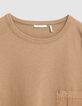T-shirt beige col rond poche plaqu&eacute;e Homme-6
