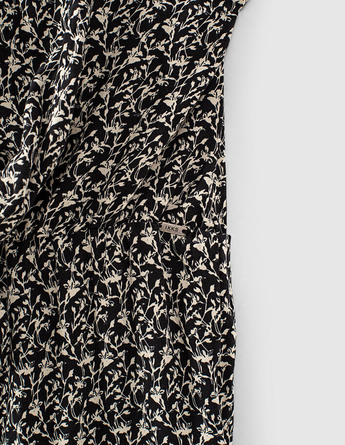 Girls’ black Ecovero® lily print jumpsuit - IKKS