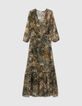 Women’s khaki landscape print long dress-6