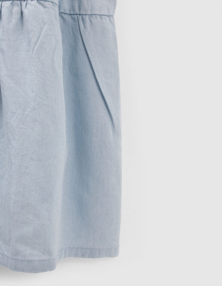 Robe bleu clair LENZING™ LYOCELL™  brodée à bretelles fille-6