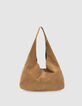 Sac Hobo camel cuir velours-2