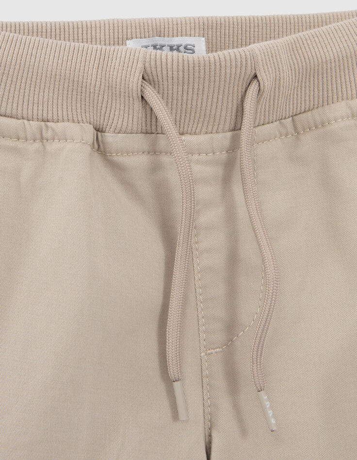 Baby boys’ beige Bermuda shorts with elasticated waist-2