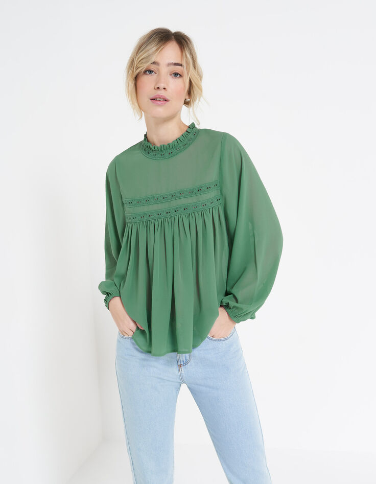 Vloeiende blouse Victoriaanse kraag I.Code-5 Vloeiende blouse Victoriaanse kraag I.Code-5