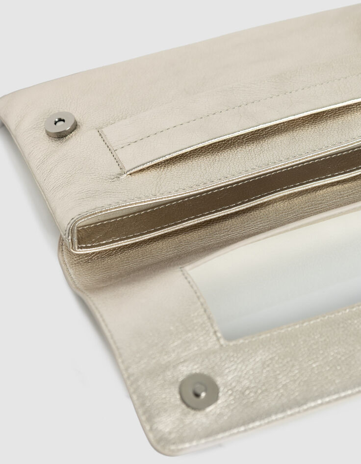 Sac pochette dor&eacute; cuir m&eacute;tallis&eacute; Femme-4