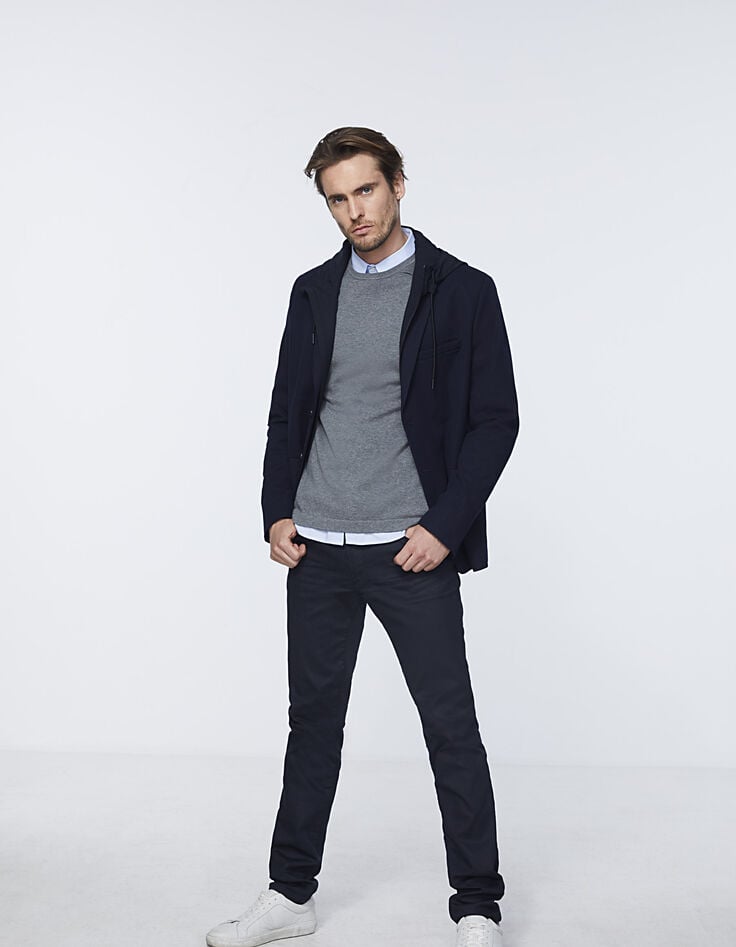 Men’s dark grey knit sweater+texture on back-6