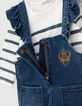 Girls’ raw dungarees & sailor stripe T-shirt outfit-6