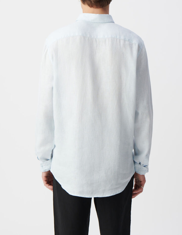 Himmelblaues Herrenhemd im SLIM-Fit, Leinen-3