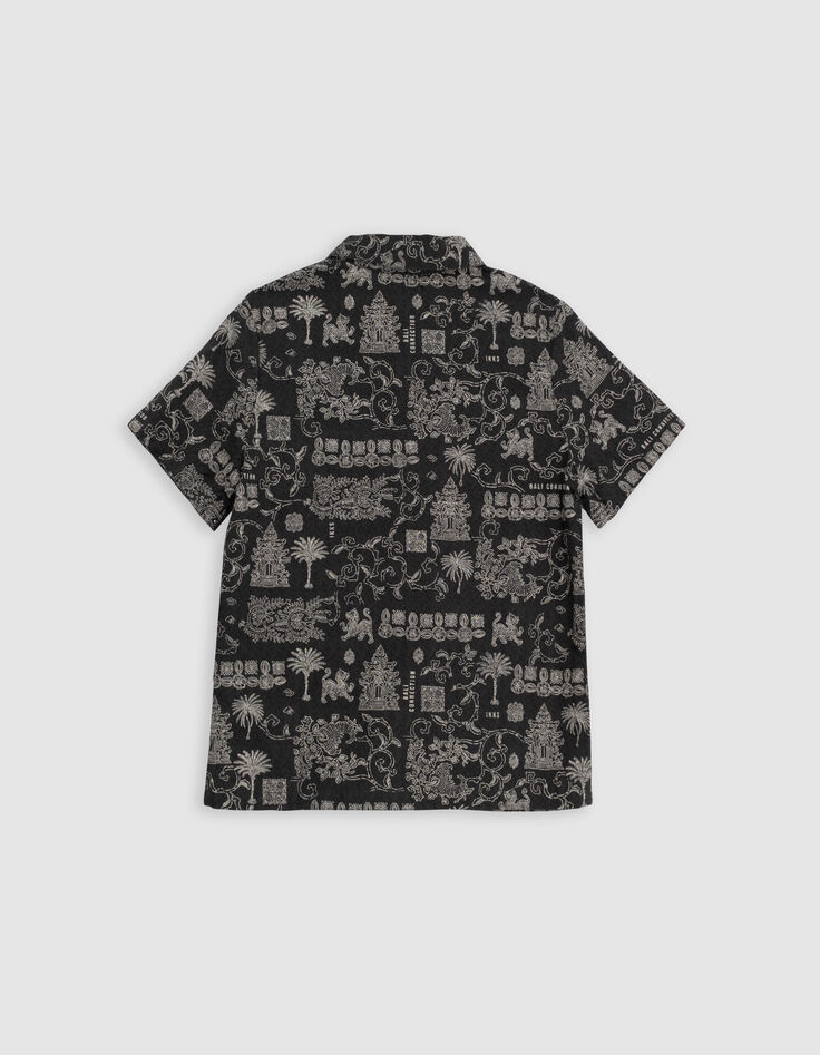Graues Jungenhemd, Bali-Motivprint-5