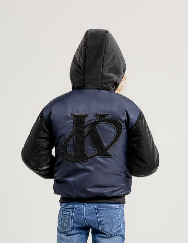 Blouson marine capuche et manches noires garçon-2