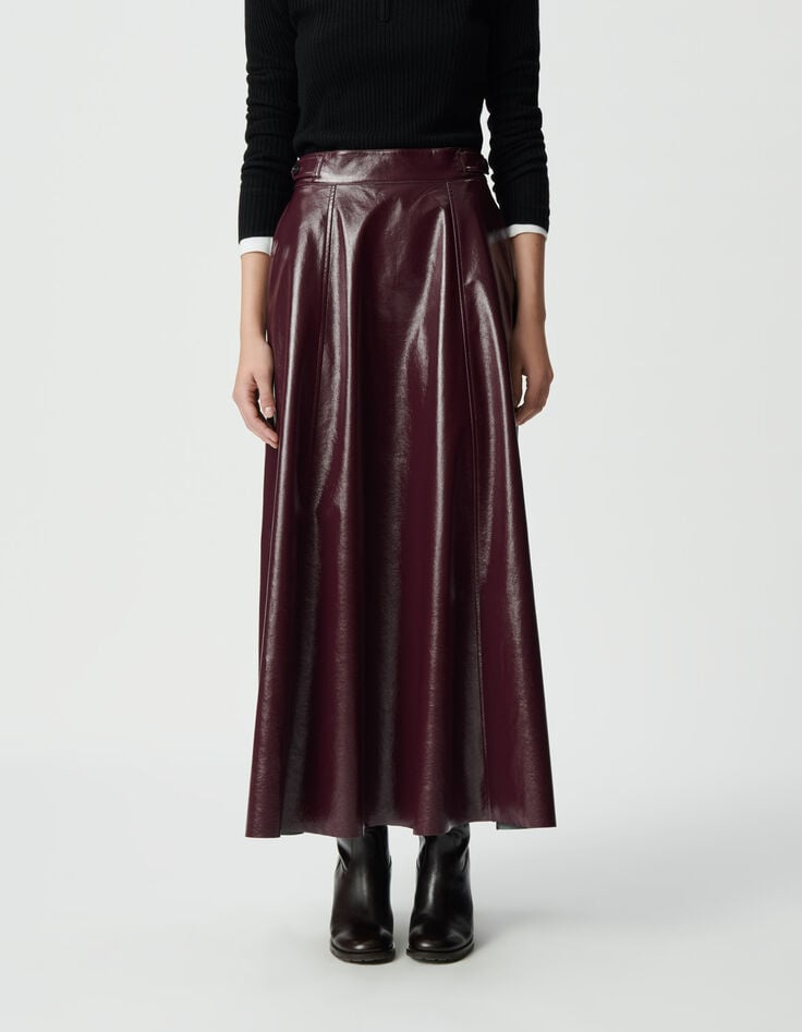 Jupe longue bordeaux vinyle Femme-2 Jupe longue bordeaux vinyle Femme-2
