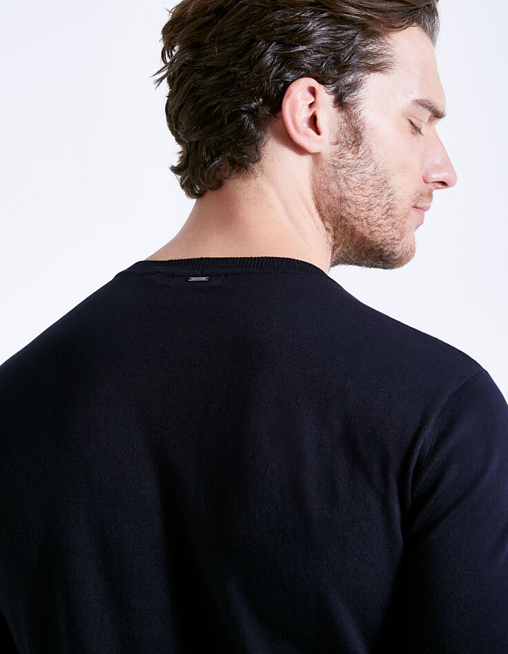 Pull marine à col rond Homme-5 Pull marine à col rond Homme-5