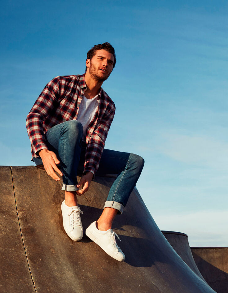 Chemise regular vermillon à carreaux Homme-1 Chemise regular vermillon à carreaux Homme-1